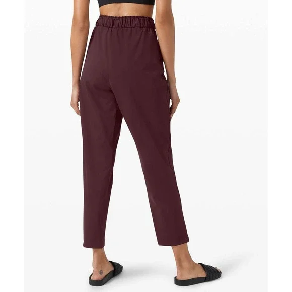 Lululemon Keep Moving Pant 7/8 High Rise Pockets Stretch Cassis Maroon Size 14 - Picture 10 of 13